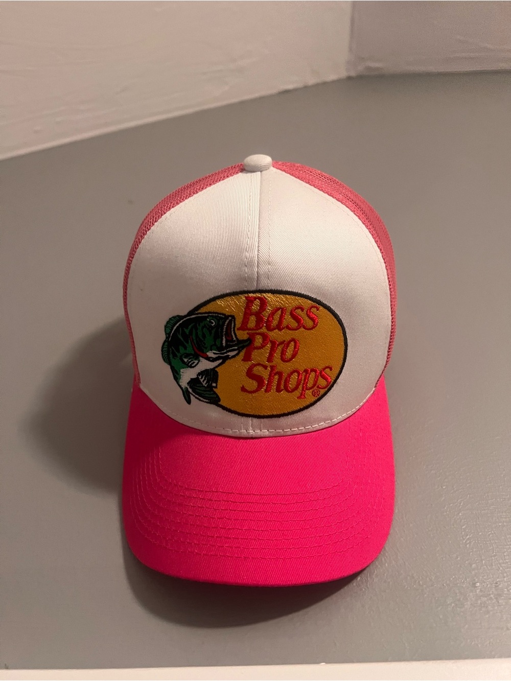 Bass Pro Shops Pink and White Trucker Hat